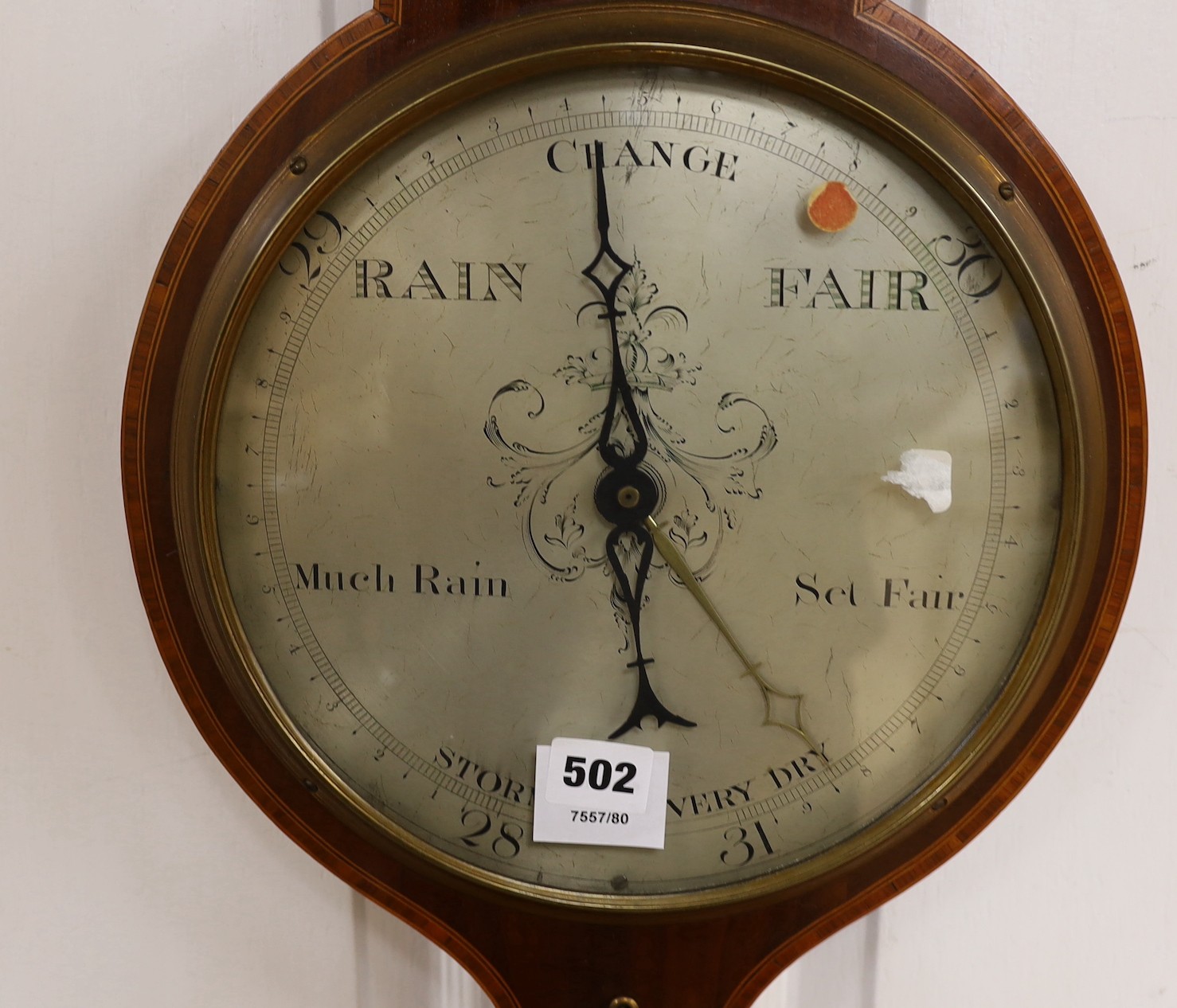 Gatty, London. A Regency inlaid mahogany barometer